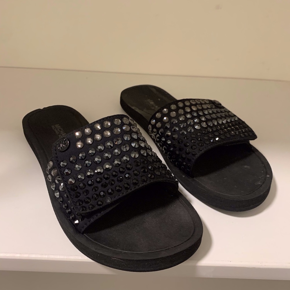 michael kors slide with crystal ombre detail